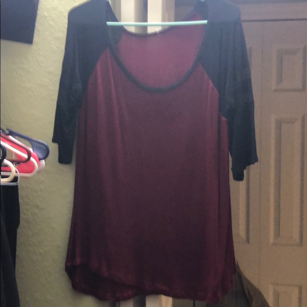 Soft black & maroon baseball like shirt